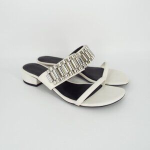 3.1 Phillip Lim White Leather Drum Watch Strap Sandals Size 39